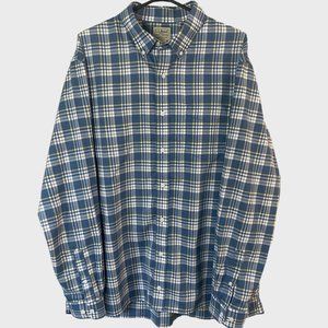 L.L. Bean Traditional Fit Plaid Shirt Mens Size XLT Blue Long-Sleeve Button Down